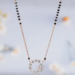 SWASHAA Rose Gold-Plated Crystals Studded & Beaded Mangalsutra-50