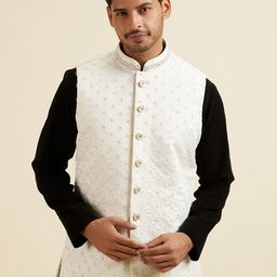 Manyavar Embroidered Woven Nehru Jacket-picture-17