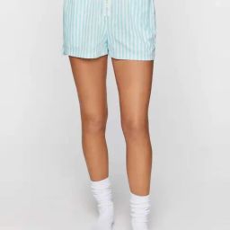 Forever 21 Sky Blue Cotton Striped Shorts-image-68