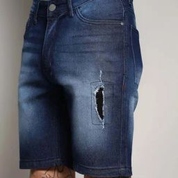 Campus Sutra Navy Blue Regular Fit Distressed Denim Shorts-18