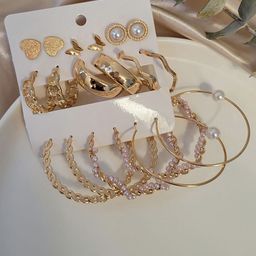 Celestique Set Of 9 Gold-Plated Heart Shaped Studs-21