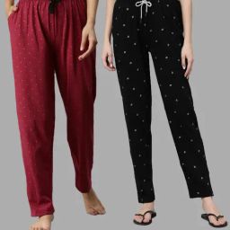 Kryptic Maroon & Black Cotton Printed Pyjamas-picture-7