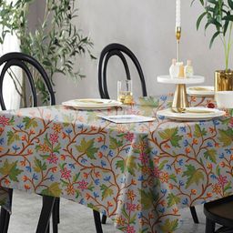 Aura Grey Floral 6-Seater Table Cover-image-99