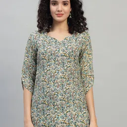 SHAHVEER CREATION Ethnic Motifs Printed Square Neck Kurti-image-43