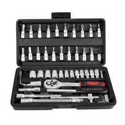 CATRON 6.35 mm (1/4 inch) Drive Socket Set, Metric Wrench with 4-14 mm CR-V Sockets for Household Auto Repair (Pack of 46)-25