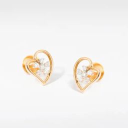 P.N.Gadgil Jewellers 14k Yellow Gold Heart Motif Diamond Stud Earrings-image-38