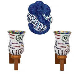 Somil Indore Mosaic Decorative Lamp Combo of Matching Wall Lamp & Blessing God Ganesh Wall Lamp, Multi Compatible with LED, Size: 13 X 13 X 27 Cm, Pack of 3.-image-87
