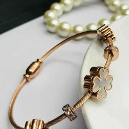 V FASHION JEWELLERY Rose Gold-Plated Cubic Zirconia Bangle-Style Bracelet-15