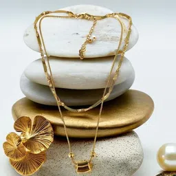 MANSIYAORANGE Gold Plated Pendant With Double Layer Chain image 2