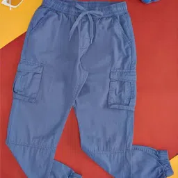 Pantaloons Junior Kids Blue Cotton Regular Fit Trousers-picture-26