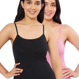 Amante Black & Pink Cotton Camisoles - Pack Of 2-image-66