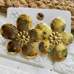 Palli Creation Textured Floral Shaped Studs-picture-1