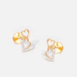 P.N.Gadgil Jewellers 14k Yellow Gold Amor Charm Diamond Stud Earrings-image-80