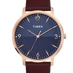 Timex Men Brass Embellished Dial & Leather Straps Analogue Watch TW0TG8030-10