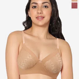 In Care Pack Of 2 Lace Heavily Padded Pure Cotton Push-Up Bra With All Day Comfort-image-63