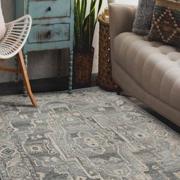 saraswatii global Vestige Kilim Grey & Brown Ethnic Motifs Printed Tufted Woollen Carpet-82