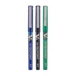 Pilot Hi-Tecpoint V7 0.7 mm Fine Point Liquid Ink Roller Ball Pen, 1 Blue, 1 Black, 1 Green (Pack of 3)-picture-14