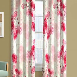 Steve & Anderson Bliss Rose & White 2 Pieces Floral Printed Long Door Curtains (9Feet)-image-59