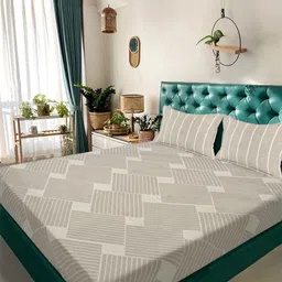 Aura Beige Geometric 300 TC Double King Bedsheet Set 2.50 m x 2.25 m-picture-15