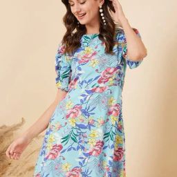 Rare Blue Printed A-Line Dress-image-27