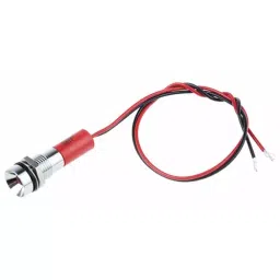 RS PRO Red Panel Mount Indicator 12V DC, Mounting Hole Size 6 mm, Termination Type Lead Wires, IP Rating IP67, Model No 7227741-5