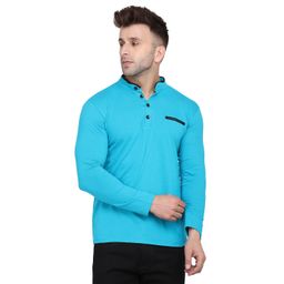 BEYOU FASHION Band Collar Long Sleeves Slim Fit Casual Tshirt-image-22