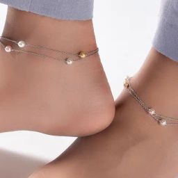 Zavya 925 Sterling Silver Pearl Chained in Rhodium Plating Flexible Anklets For Women-image-55