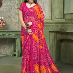 Mitera Bandhani Pure Chiffon Bandhani Saree-55