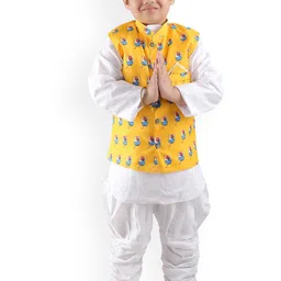BAESD Boys Mandarin Collar Kurta With Pyjamas & Jacket-image-31