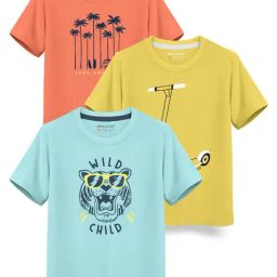 HELLCAT Kids Multicolor Printed T-Shirt (Pack Of 3)-picture-21