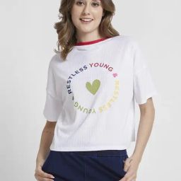 Spykar White Graphic Print T-Shirt-image-91