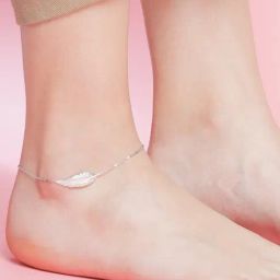 Zavya 925 Sterling Silver Leafy Rhodium Link Chained Flexible Anklets For Women-image-12