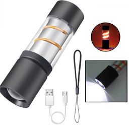 XENOTY USB Rechargeable Mini Pocket Flashlight 3 Modes Torch Light, Waterproof Super Bright Camping Hiking High Lumens Latern Light for Emergency (2.8 * 9.5 cm) image 4