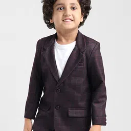 Babyhug Woven Full Sleeves Check Blazer - Red-picture-42