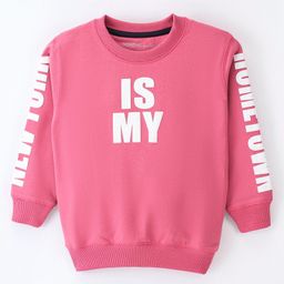 Doreme Terry Full Sleeves Text Print Sweatshirt - Pink-picture-22