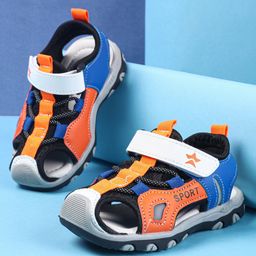 Cute Walk by Babyhug Velcro Closure Sandals Logo Print - Orange-image-20