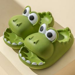 Baby Moo Crocodile Face Detailed Flip Flops - Green-image-87