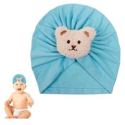 Babymoon Bear Detailed Turban Knot Cap - Blue-11