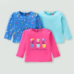 Babyhug Cotton Knit Full Sleeves Tops With Floral & Polka Dot Print Pack of 3 - Multicolor-image-56