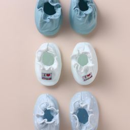 Ben Benny Interlock Booties Solid Star Print & Text Patch Pack of 3 - Blue-image-0