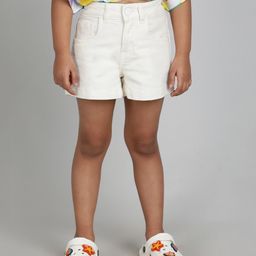 Tales & Stories Denim Solid Shorts - White-image-80