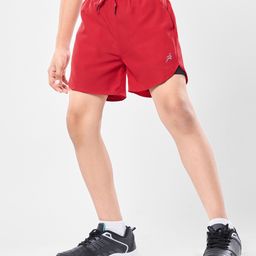 Pine Active Woven Ultra Light Above Knee Length Solid Shorts with High Stretch Inner Tights - Red-picture-10