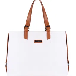 VISMIINTREND Stylish Handbag for Women & Girls Trendy Office Use Tote Bag Up to 15.6 Inch Laptop, Solid Vegan Leather Ladies Purse Travel Reguler Use Handbag - White-picture-19