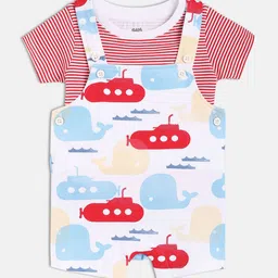 MINI KLUB Boys Submarine Printed Cotton Dungaree-picture-19