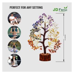 JD Fresh 7 Chakra Crystal Tree for Good Luck and Positive Energy - Multicolor image 2