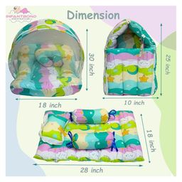 Fareto Combo of Baby Bed with Net Sleeping Bag 4 Pcs Bedding Set,Pista green image 2
