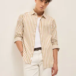 THE BEAR HOUSE Men Slim Fit Opaque Striped Casual Shirt-image-98