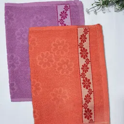 ANA Green & Purple 2 Pieces Printed Pure Cotton Hand Towels-18