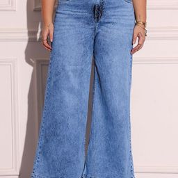 Miss Chase A+ Women Wide Leg High-Rise Light Fade Stretchable Jeans-picture-1