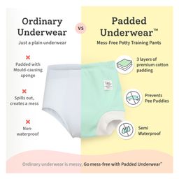 Superbottoms Padded Underwear | For Potty Training & Mess-Free Diaper-Free time | Prevents Pee Puddles | 3 Layers of Premium Cotton Padding | Pull-up Style Potty Trainers (Pack of 12)| Size 3 | 3-4Y image 4